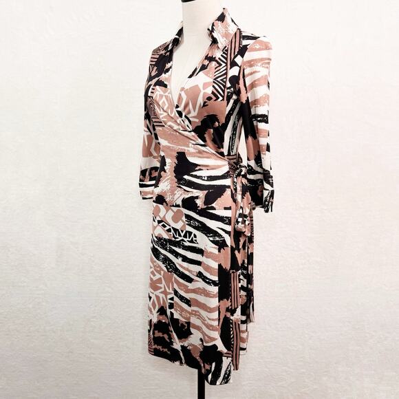 Vintage Diane Von Furstenberg Justin Wrap Dress Cream Silk Preppy Work Size 8 - Picture 6 of 12